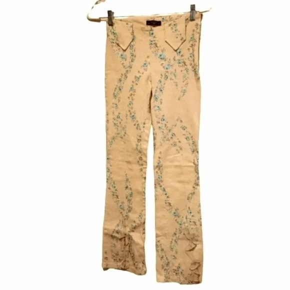 Nwot Follies Paris peach with blue flowers jeans Size Small - Picture 1 of 5